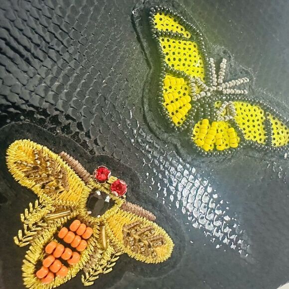 Victoria Secret black patten cosmetic bag with bird and bee decal. - Picture 3 of 6